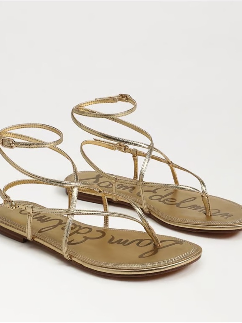 NEW - never worn Sam Edelman Metallic Gold Clarra Strappy Ankle Wrap Sandal
